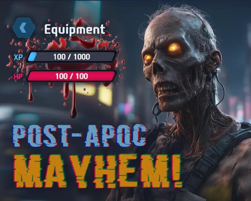 экран экипировки Post-Apoc Mayhem с крупным зомби