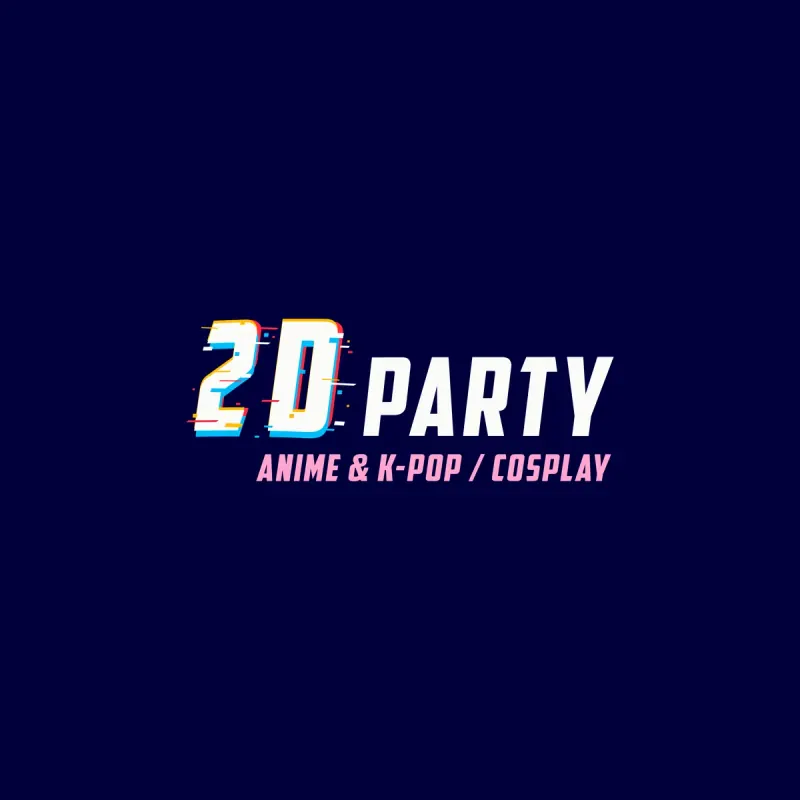 глитчевый леттеринг 2D Party на тёмно-синем фоне