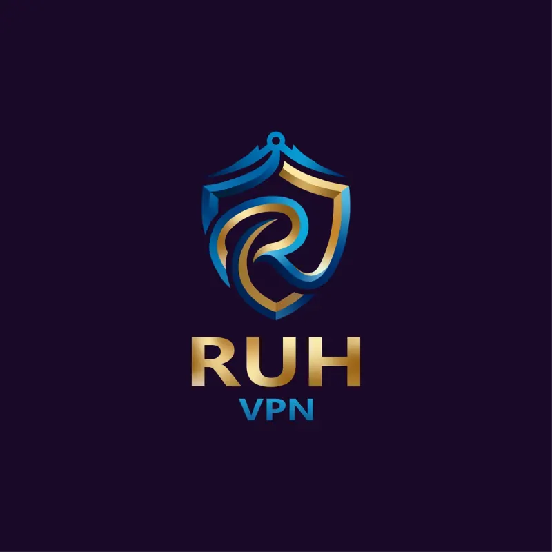 эмблема VPN-сервиса RUH со щитом и золотым контуром