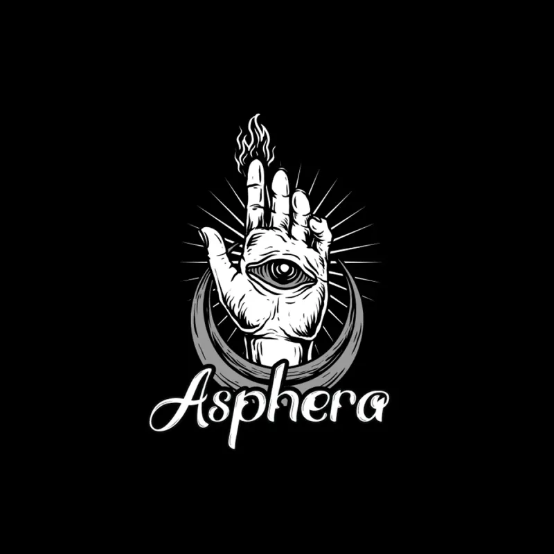 мистическая эмблема Asphera с ладонью и всевидящим глазом