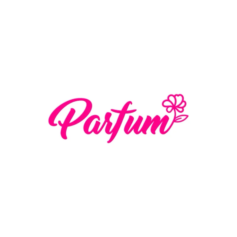 розовая каллиграфия Parfum с цветком вместо точки