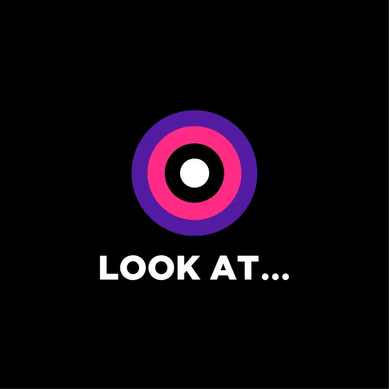 лаконичный логотип Look At с розовым кольцом-глазом