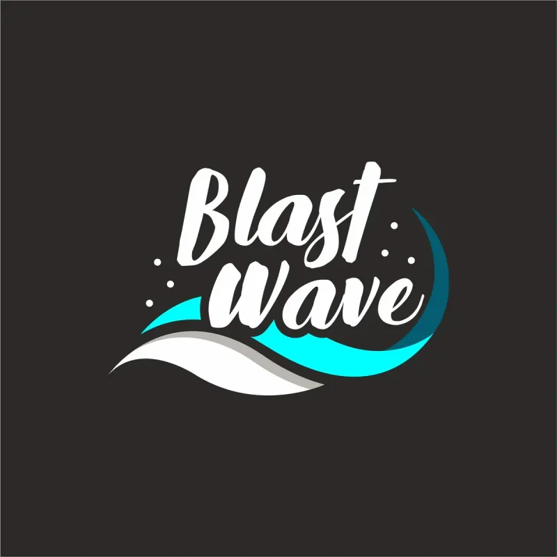 динамичный леттеринг Blast Wave с бирюзовой волной