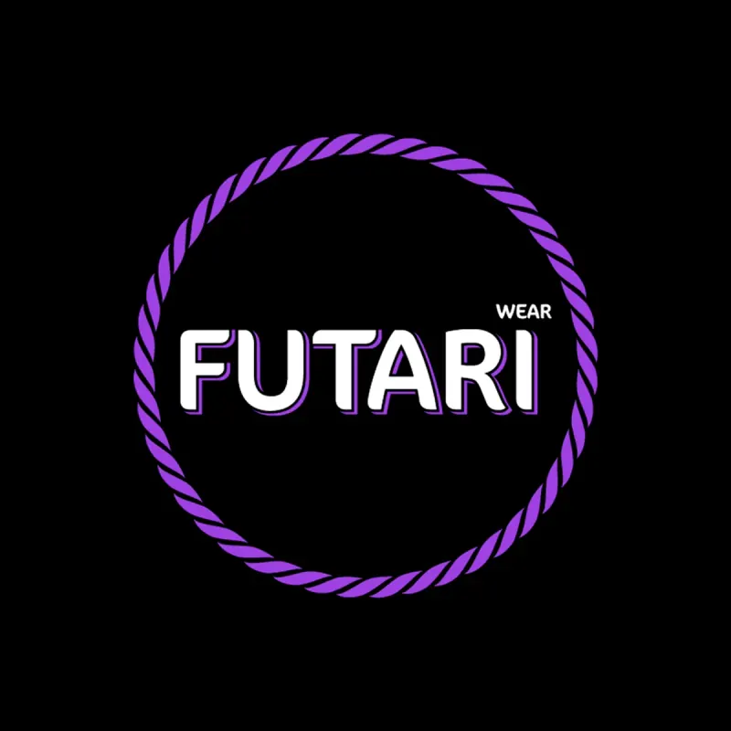 логотип Futari Wear в фиолетовом плетёном круге
