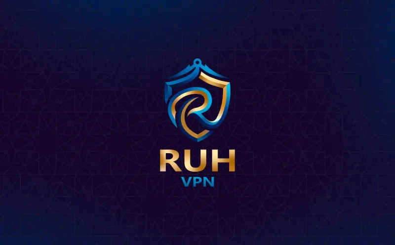 тёмно-синий баннер со щитом RUH VPN