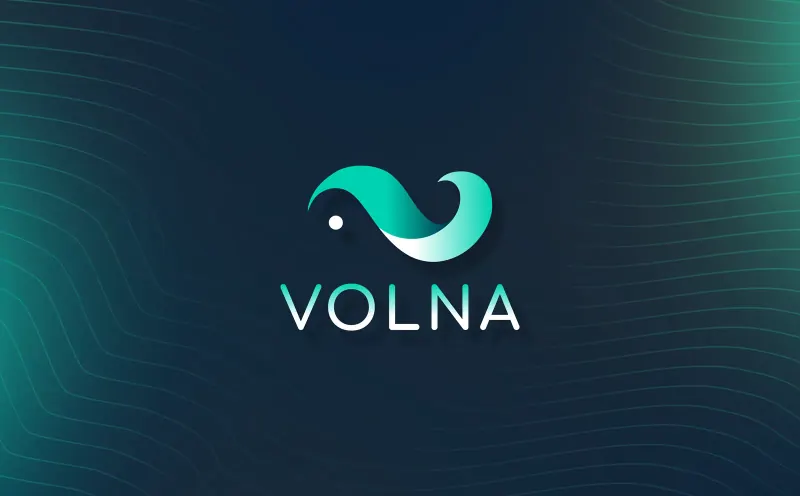 баннер VOLNA: бирюзовый знак-волна и название на тёмно-синем