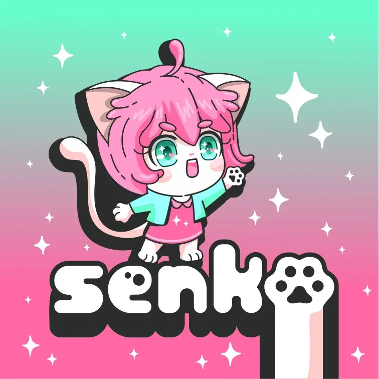 промо senko с девочкой-кошкой и звёздами